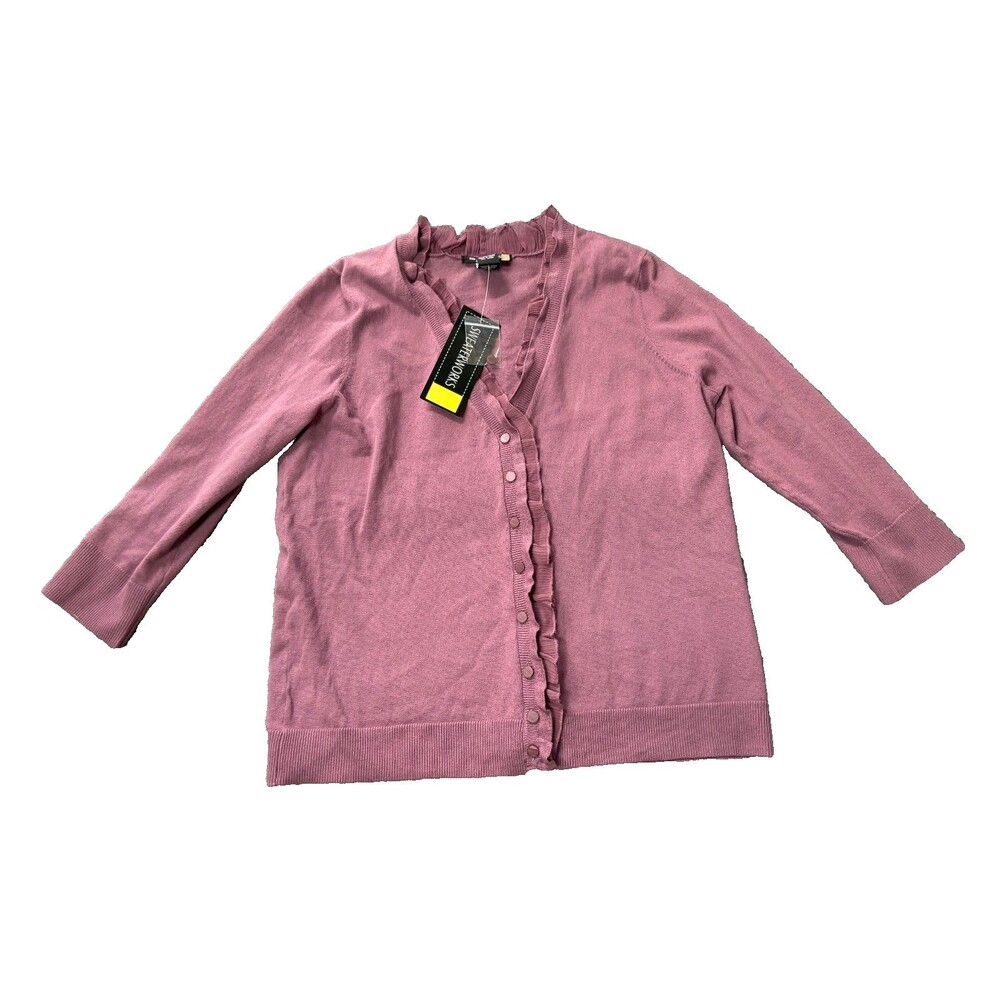 Sweaterworks Sweater Womens XL Dried Lavender Purple Button Up Long Sleeve NEW